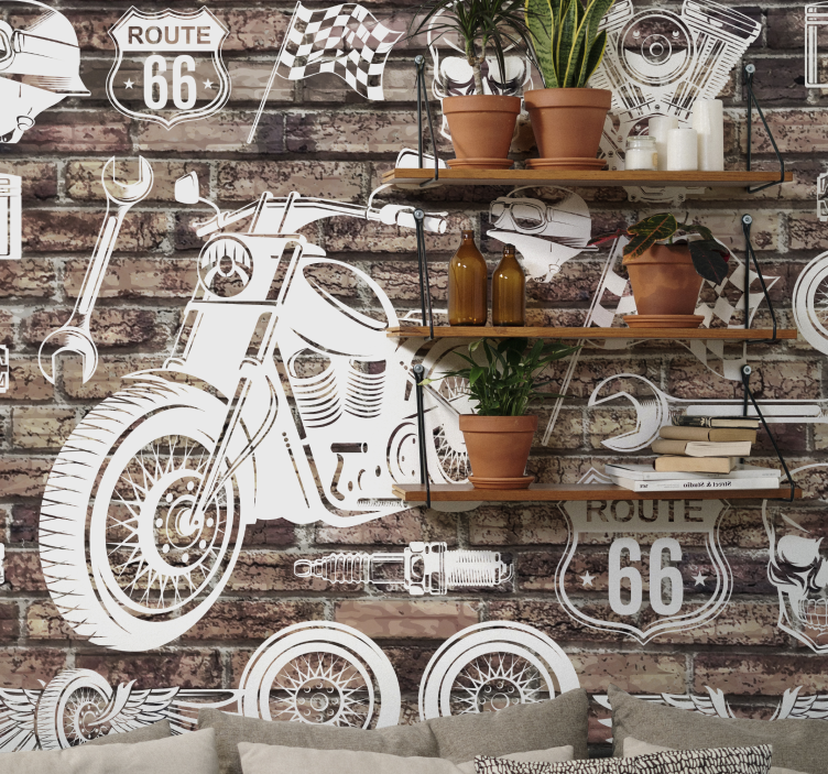Vehicle wall mural motorcycle route 66 - TenStickers