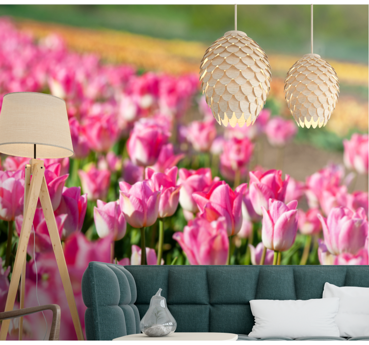 Vibrant blossoming field tulip wall mural - TenStickers