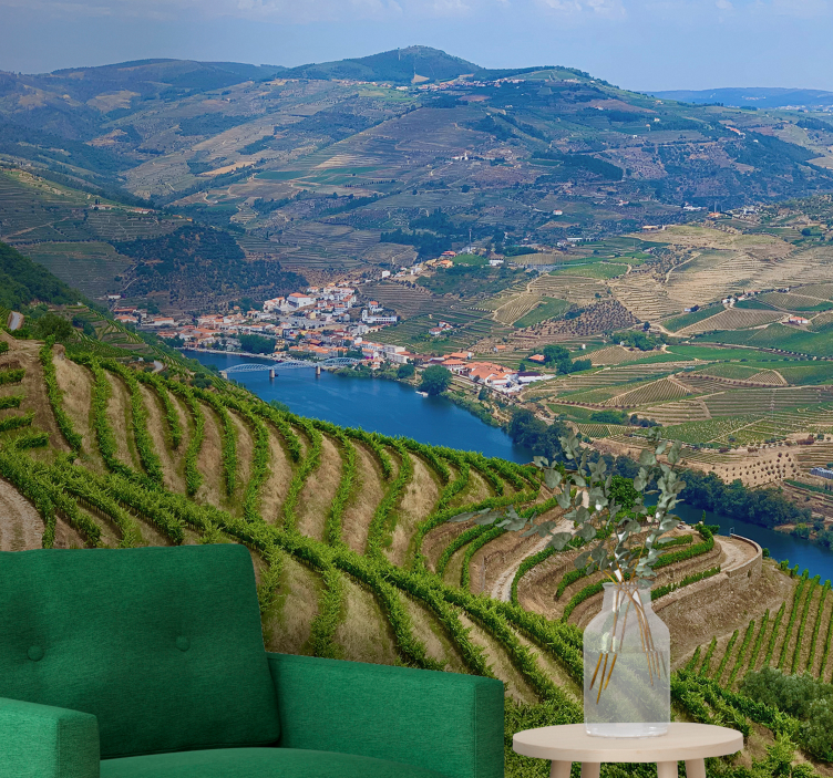 Vineyard valley river landscape mural - TenStickers