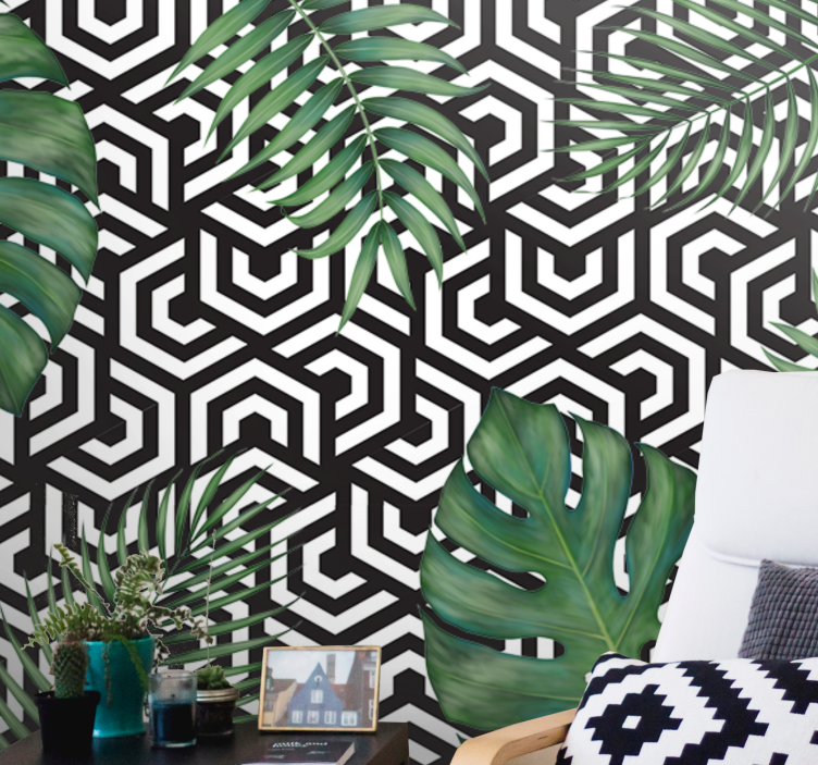 Wall mural geometric leaf design - TenStickers