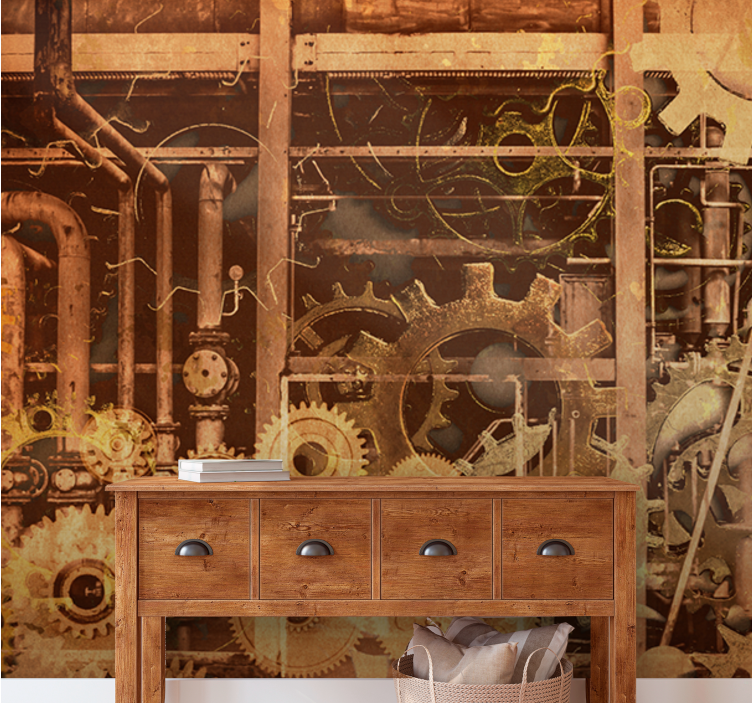 Wall mural industrial gear mechanism design - TenStickers