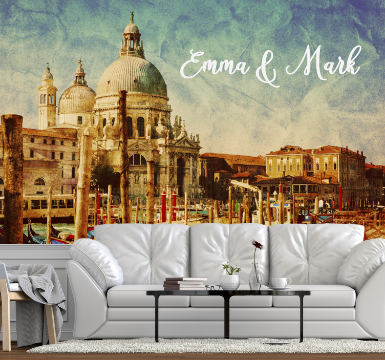 Watercolour city custom wall mural - TenStickers