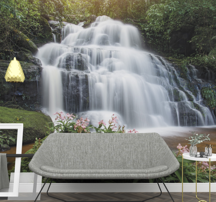 Waterfall mural lush waterfall scene - TenStickers