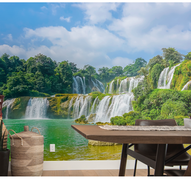 Waterfall mural tranquil waterfall view - TenStickers