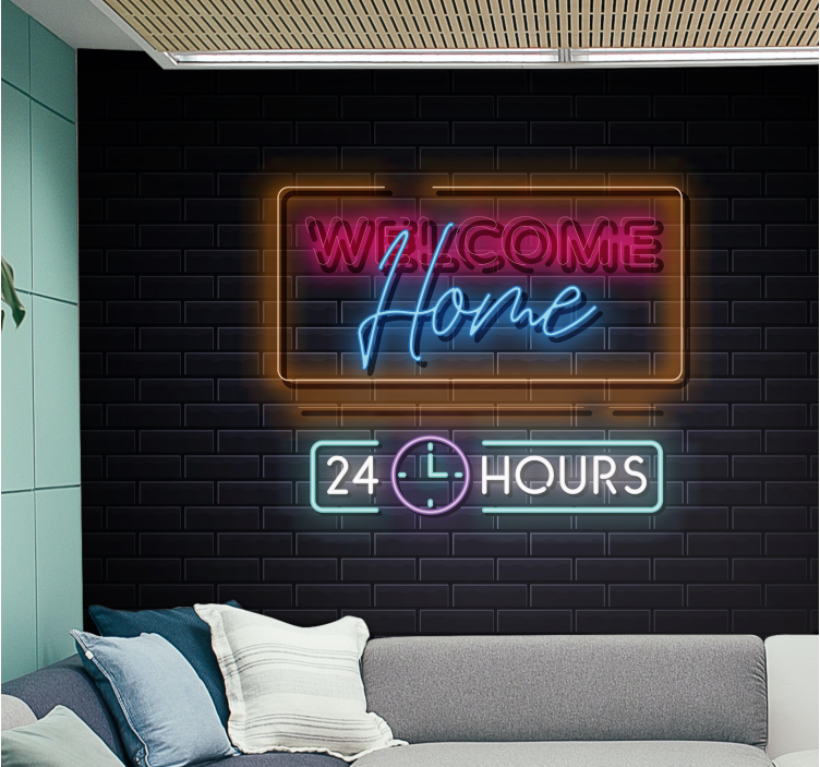 Welcome home phrase wall mural 24 hours - TenStickers