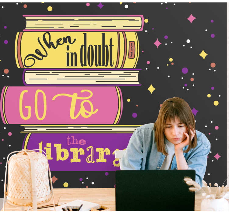 When in doubt go to the library wall mural - TenStickers