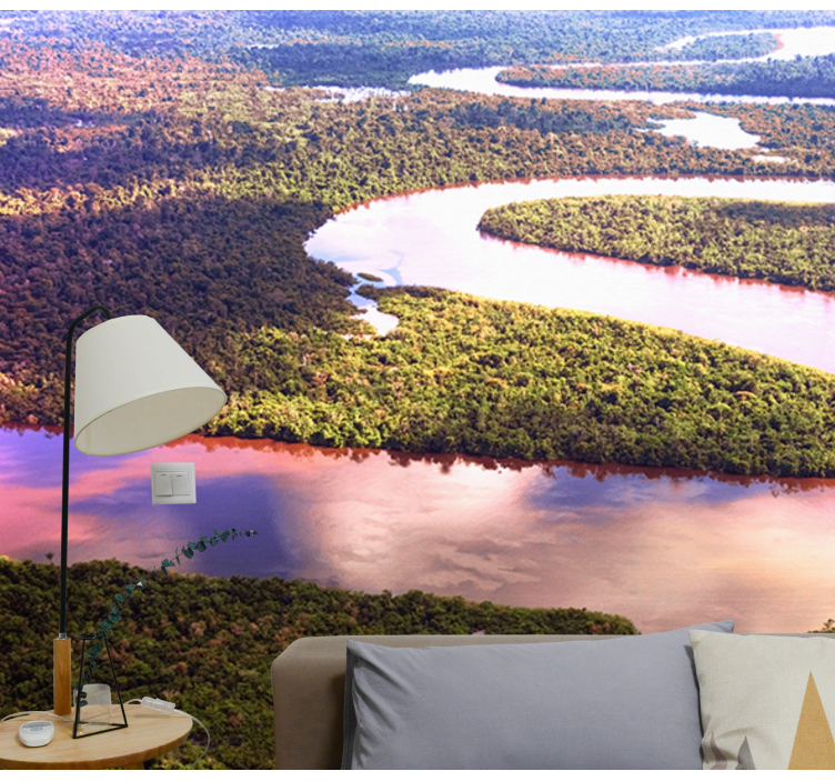 Winding river landscape landscape mural - TenStickers