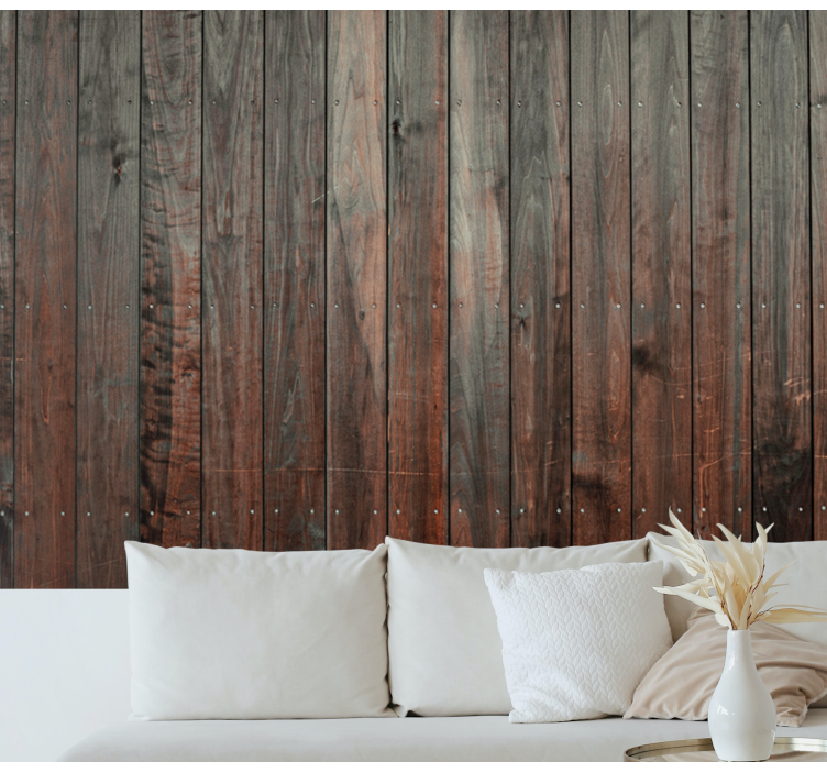 Wood wall mural rustic wood plank design - TenStickers