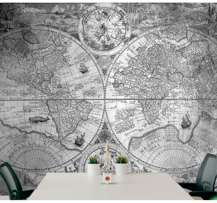 World map mural detailed historical map - TenStickers
