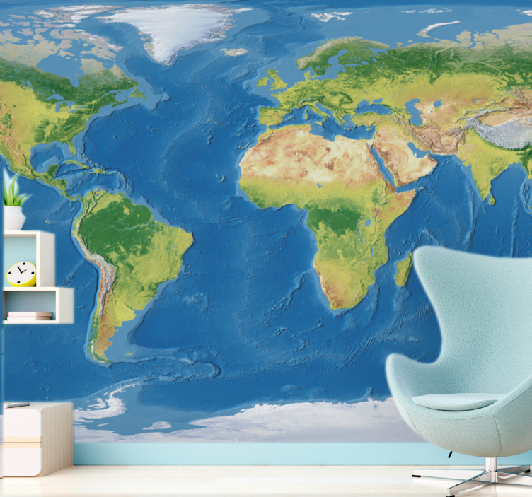 World map mural detailed world map - TenStickers