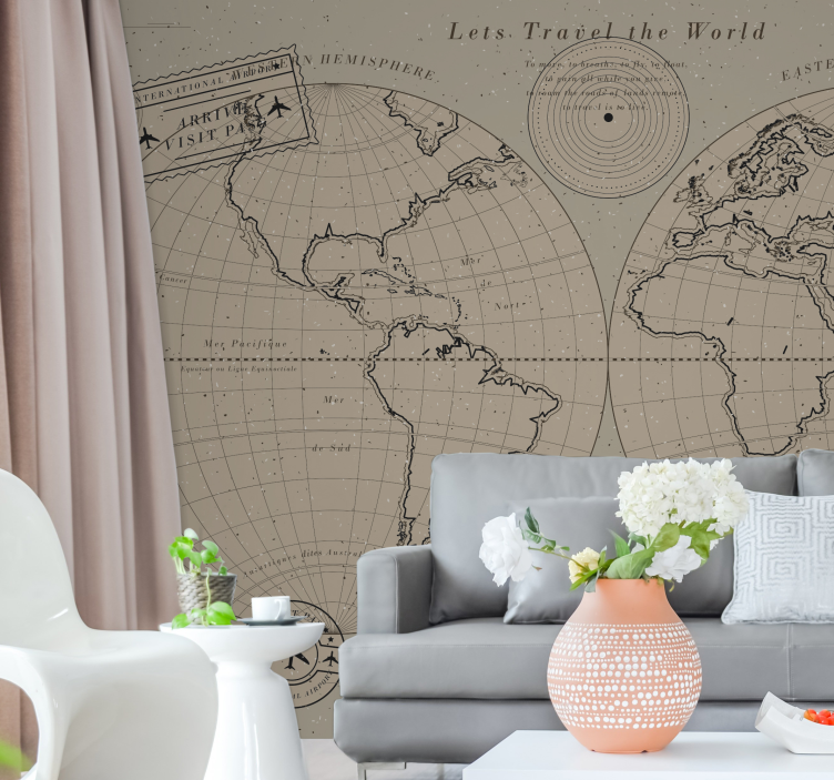 World map mural vintage global map - TenStickers