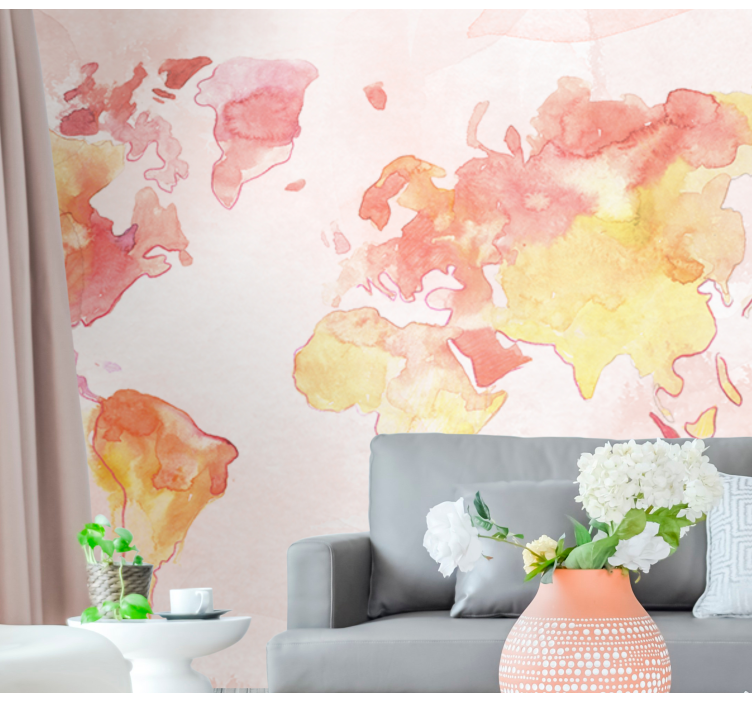 World map mural watercolor global map - TenStickers
