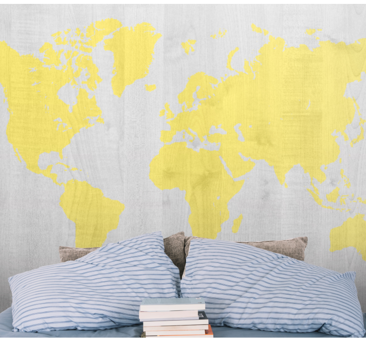 World map mural yellow world map - TenStickers