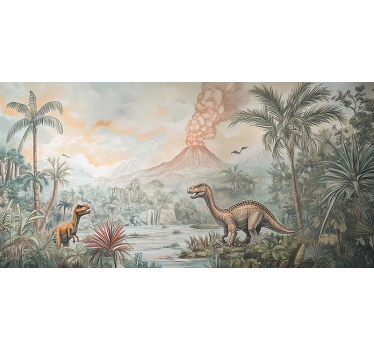 Jurassic landscape kids wall mural - TenStickers