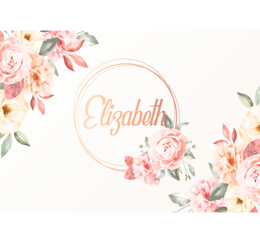 Flowers frame with name custom murals - TenStickers