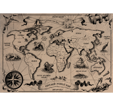 Political vintage worldmap concrete effect Home office mural - TenStickers