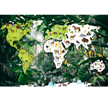 Animal world map world map mural - TenStickers