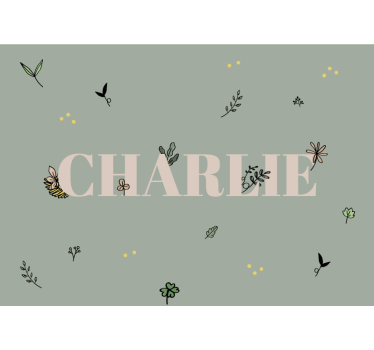 Floral Name Design kids wall mural - TenStickers