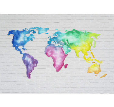 Colourful world map brink wall world map wall mural - TenStickers