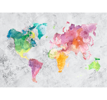 Stone look, colourful world map wall mural - TenStickers