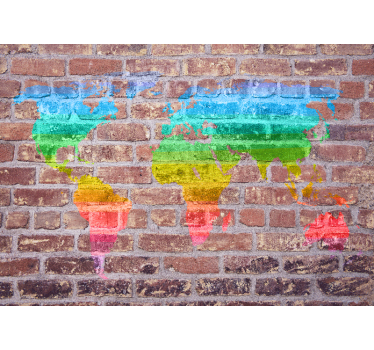 World map mural colorful geographic design - TenStickers