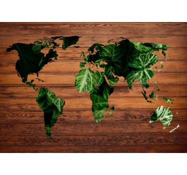 Global Map Foliage world map mural - TenStickers