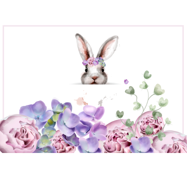 Bunny with flower crown mural wallpaper - TenStickers