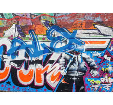 Brick wall and coloured graffiti wall murals for teenage bedrooms - TenStickers
