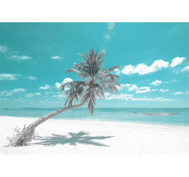 Beach with leaning palm tree  under the sea wall mural - TenStickers