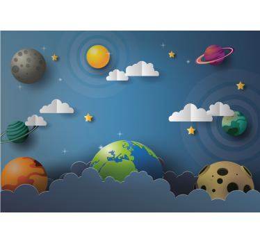 Cartoon planets in line Children Wall Murals - TenStickers
