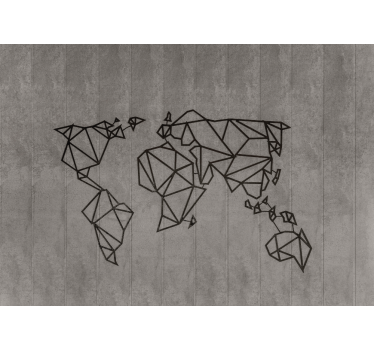 World map mural geometric world outline - TenStickers