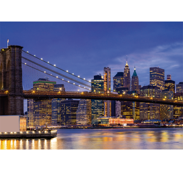 New york wall mural brooklyn bridge skyline - TenStickers