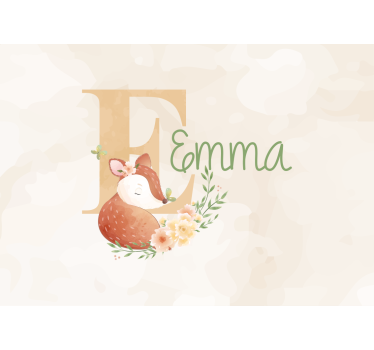 Kids wall mural personalized fox artwork - TenStickers