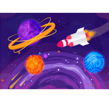 Cartoon galaxy spacecraft and planets Children Wall Murals - TenStickers