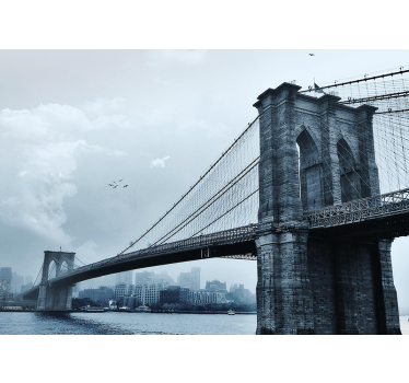 New york wall mural brooklyn bridge view - TenStickers