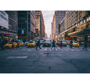 New york wall mural busy new york street scene - TenStickers