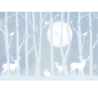 Kids wall mural deer and moon design - TenStickers