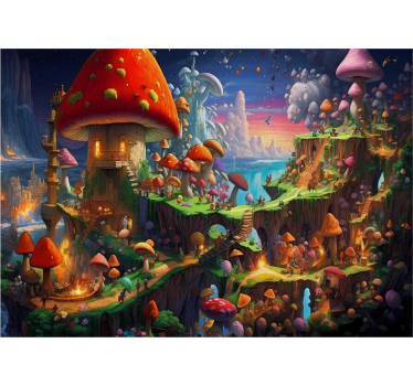 Mushroom world teenage wall mural - TenStickers