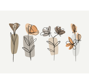 Minimalistic Flowers Wall Mural Art - TenStickers