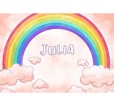 Cloudy rainbow with name Kids wall mural - TenStickers
