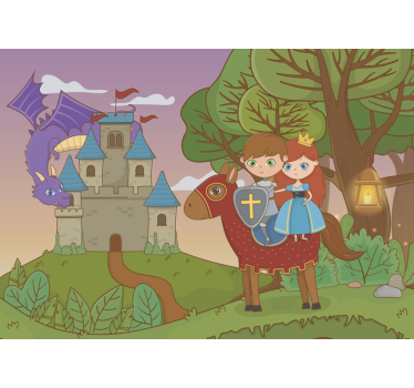 Kids Murals Dragon on the Castle - TenStickers