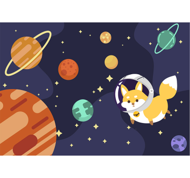 Space fox landscape wall mural - TenStickers