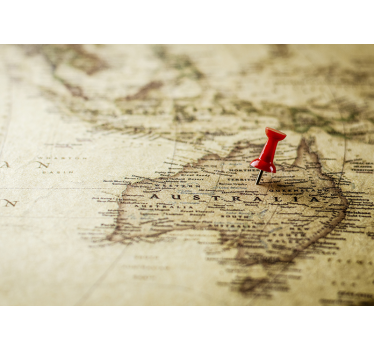 Australian Map with pin world map wall mural - TenStickers