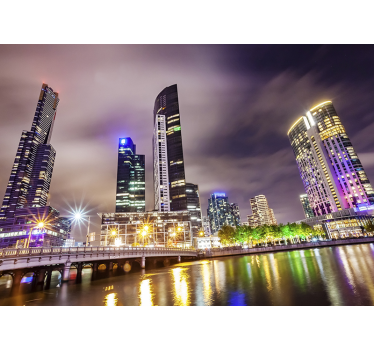 Melbourne downtown night Wall Murals for Bedrooms - TenStickers