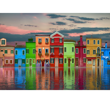 Row of coloured houses underwater mural wallpaper - TenStickers