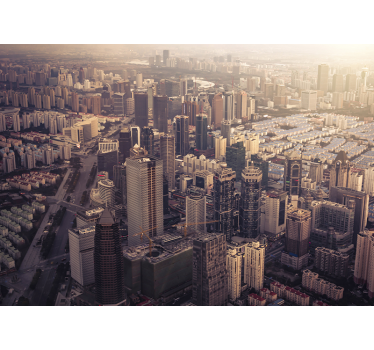 New York cityscape skyline wall mural - TenStickers