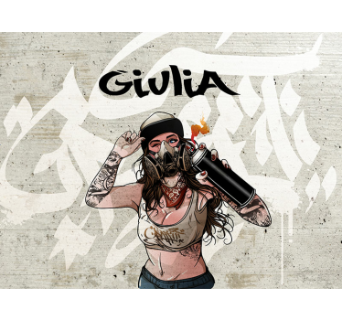 graffiti woman backround with name custom murals - TenStickers