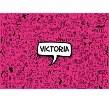 Pink personalised doodle  custom murals - TenStickers