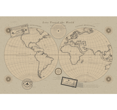 World map mural vintage global map - TenStickers