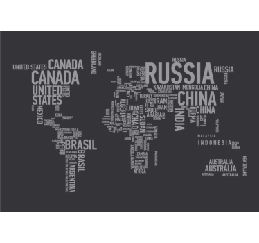 World map with names  world map wall mural - TenStickers
